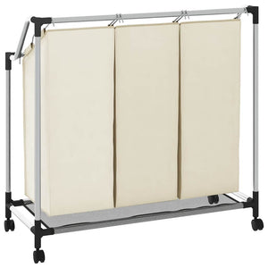 Portabiancheria con 3 Sacchi Crema in Acciaio