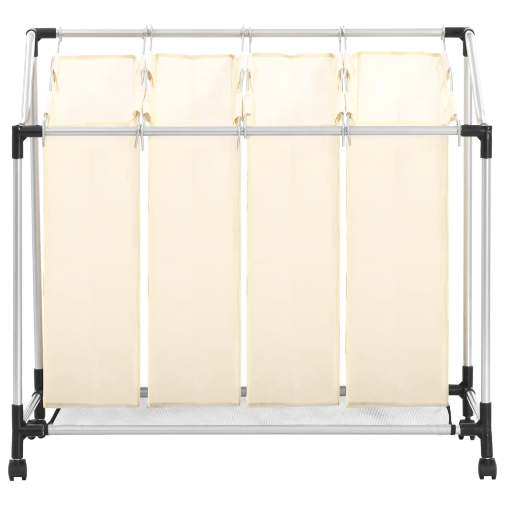 Portabiancheria con 4 sacchi 96 x 40 cm crema acciaio 02_0006203