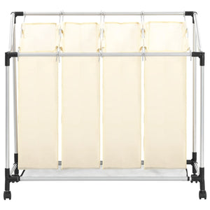 Portabiancheria con 4 sacchi 96 x 40 cm crema acciaio 02_0006203