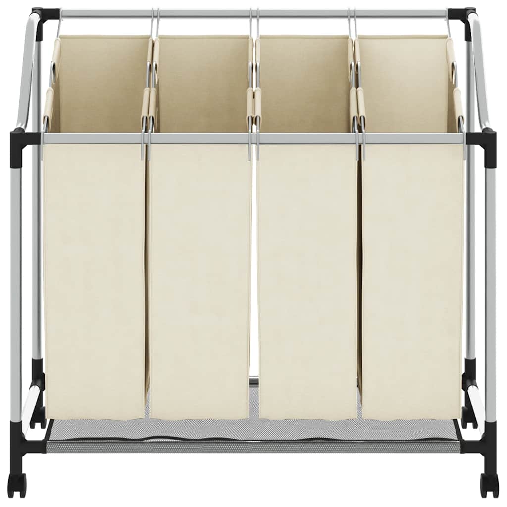 Portabiancheria con 4 Sacchi Crema in Acciaio  cod mxl 51043