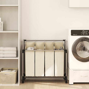 Portabiancheria con 4 Sacchi Crema in Acciaio 282428