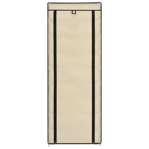 Scarpiera scarpiera mobile portaoggetti ingresso corridoio soggiorno con coperchio 57 x 29 x 162 cm Tessuto panna 02_0021407