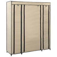 Armadio con Scomparti e Aste Crema 150x45x176 cm in Tessuto cod mxl 74058