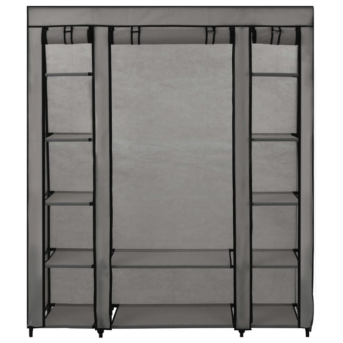 Armadio con Scomparti e Aste Grigio 150x45x176 cm in Tessuto 282436
