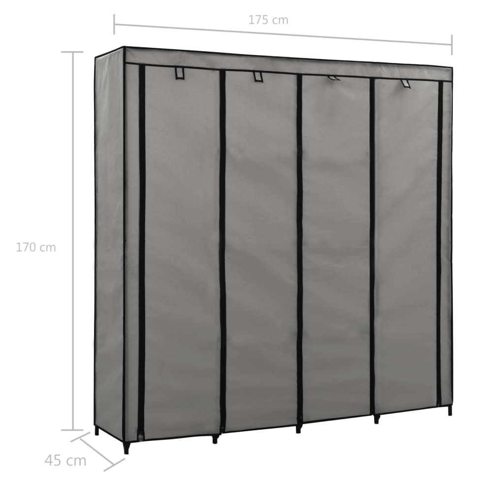 Guardaroba con 4 Scomparti Grigio 175x45x170 cm cod mxl 67314