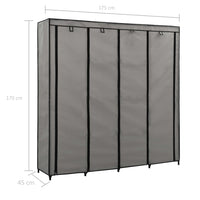 Guardaroba con 4 Scomparti Grigio 175x45x170 cm cod mxl 67314