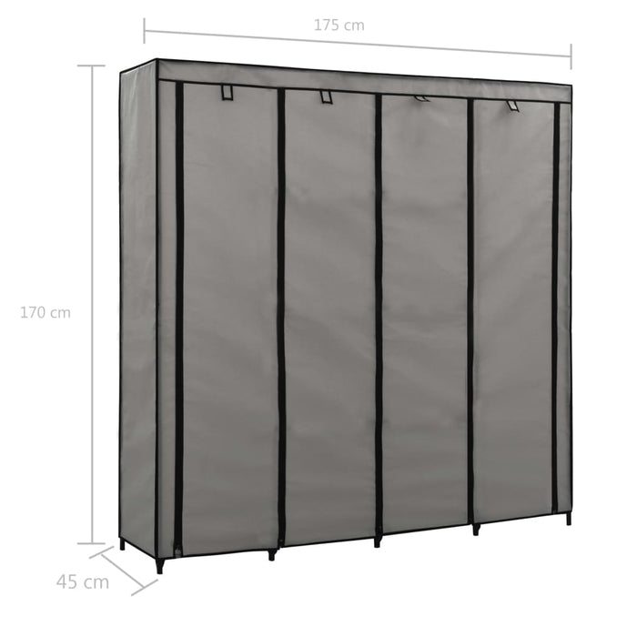 Guardaroba con 4 Scomparti Grigio 175x45x170 cm cod mxl 67314
