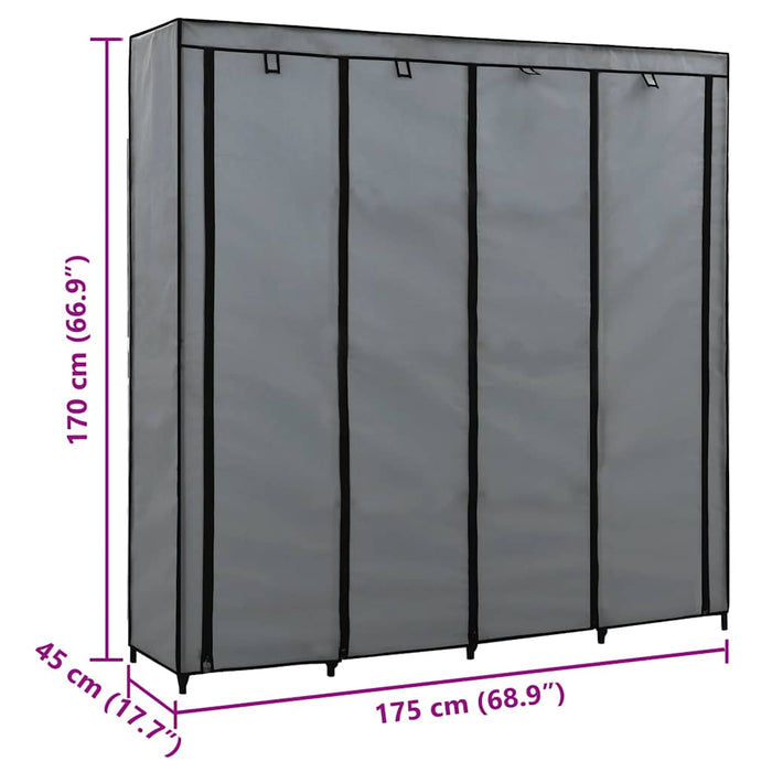 Guardaroba con 4 Scomparti Grigio 175x45x170 cm 282448