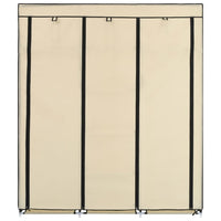 Armadio con Scomparti e Aste Crema 150x45x175 cm in Tessuto 282455