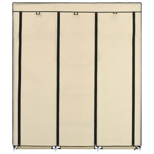 Armadio con Scomparti e Aste Crema 150x45x175 cm in Tessuto 282455