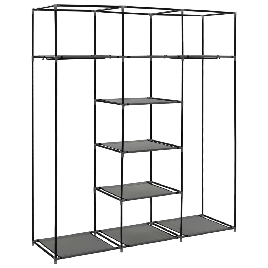 Armadio con Scomparti e Aste Grigio 150x45x175 cm in Tessuto cod mxl 68002