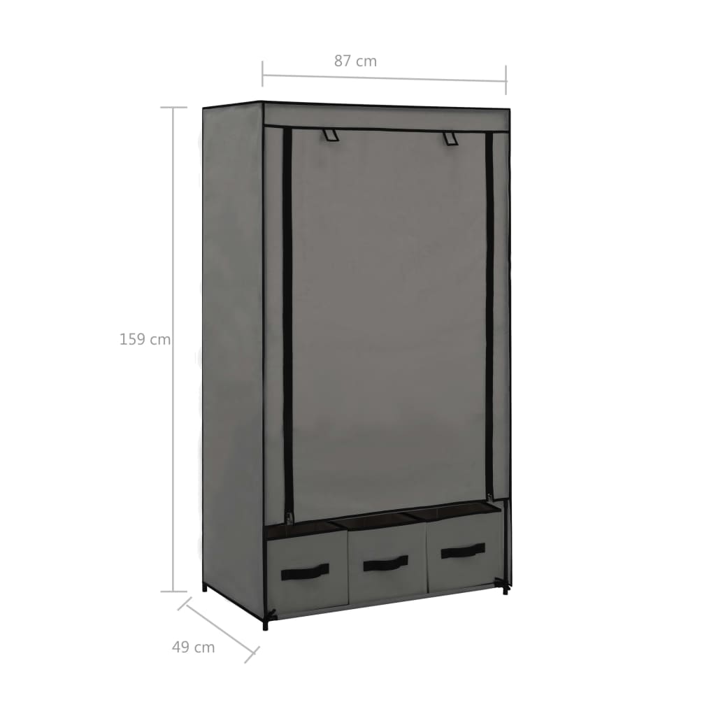 Armadio Grigio 87x49x159 cm in Tessuto cod mxl 78082