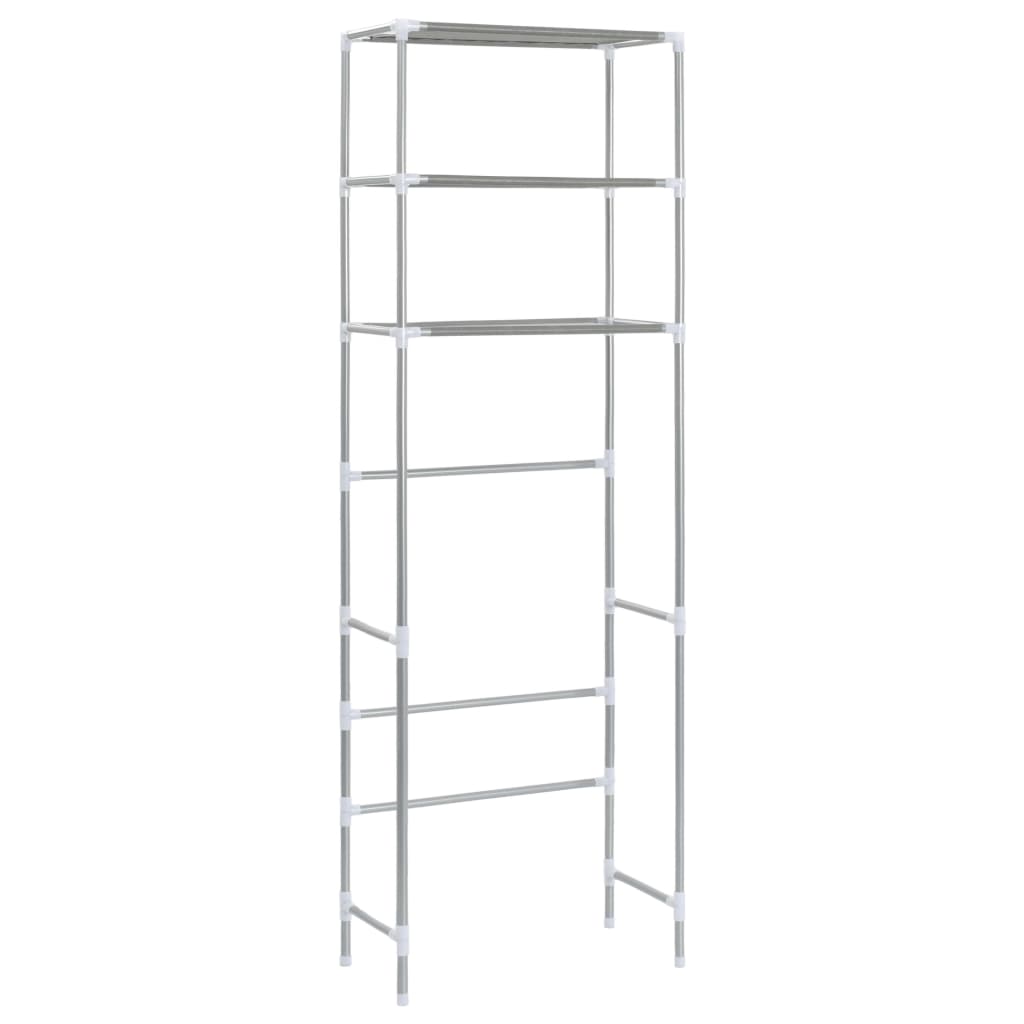 Scaffale per Bagno con 3 Ripiani Argento 53x28x169 cm 282464