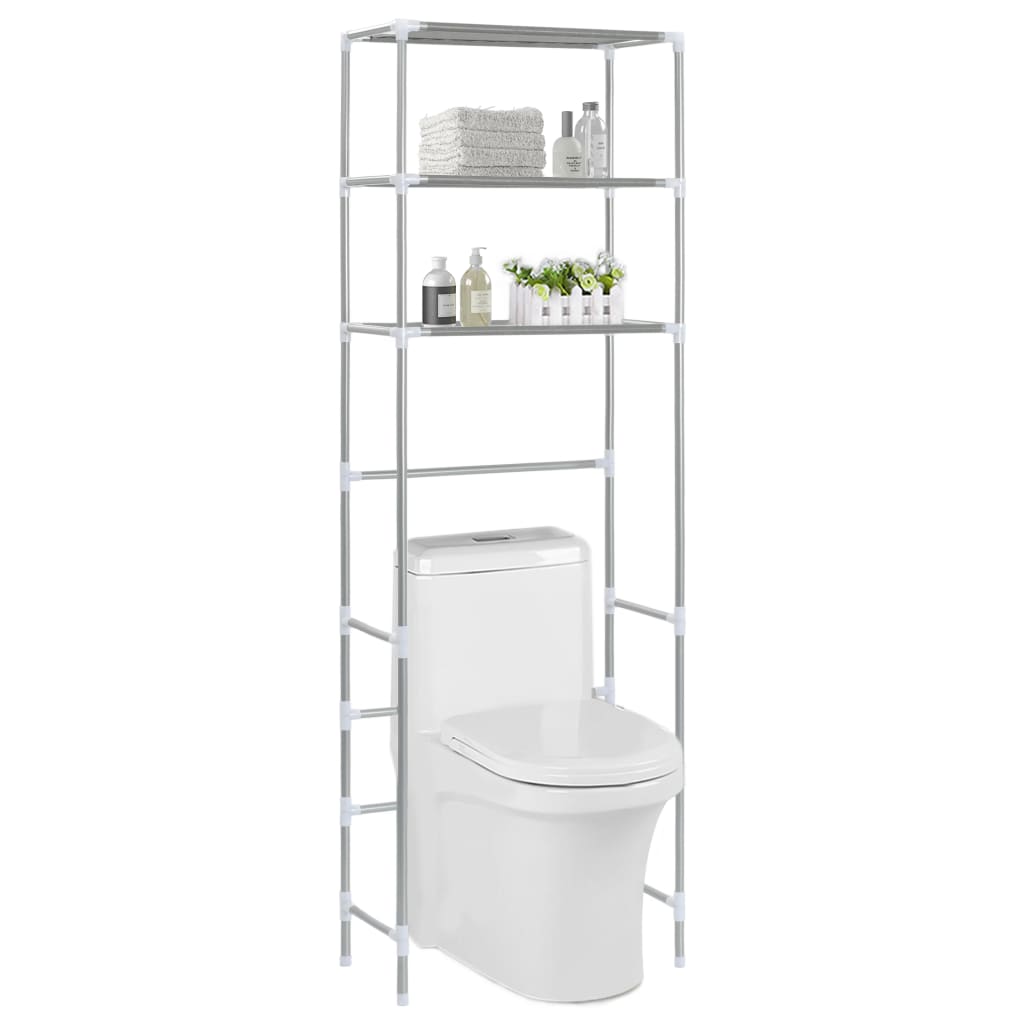 Scaffale per Bagno con 3 Ripiani Argento 53x28x169 cm cod mxl 53525