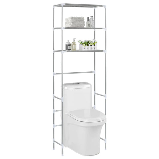Scaffale per Bagno con 3 Ripiani Argento 53x28x169 cm cod mxl 53525