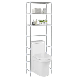 Scaffale per Bagno con 3 Ripiani Argento 53x28x169 cm 282464