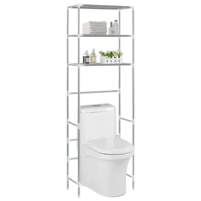 Scaffale per Bagno con 3 Ripiani Argento 53x28x169 cm 282464