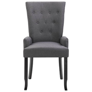 Sedia da Pranzo con Braccioli Grigio Scuro in Tessuto 248461