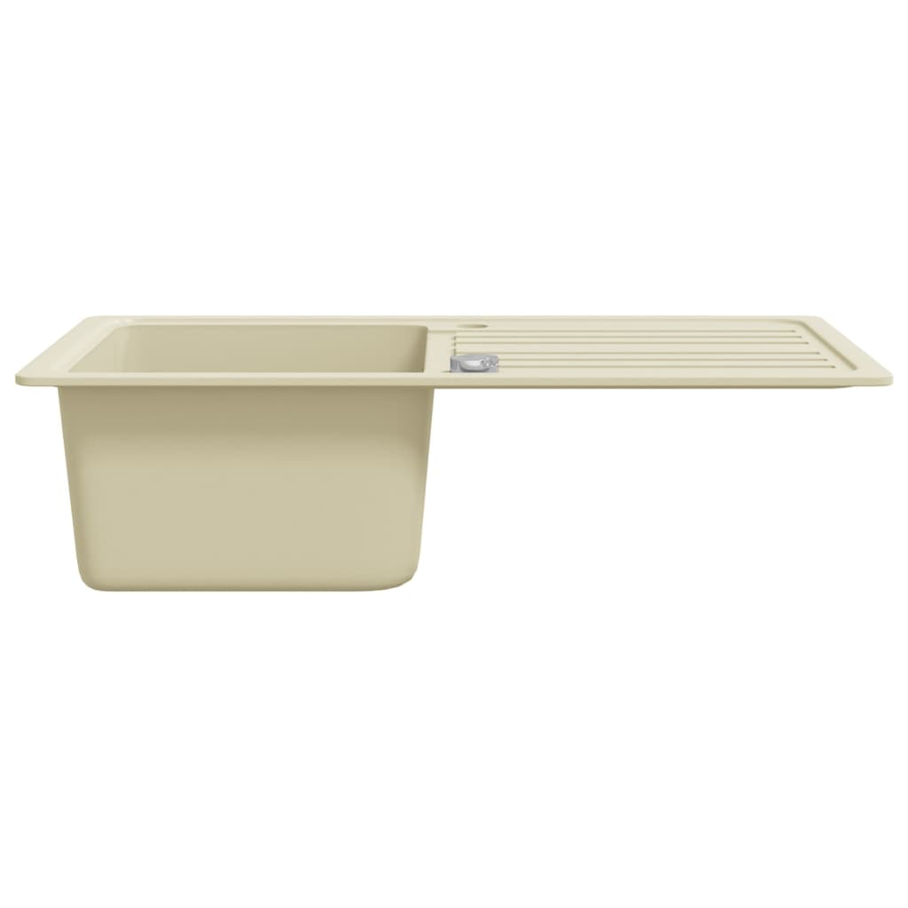 Lavello da Cucina in Granito Vasca Singola-Lavandino-Lavabo Beige 892767