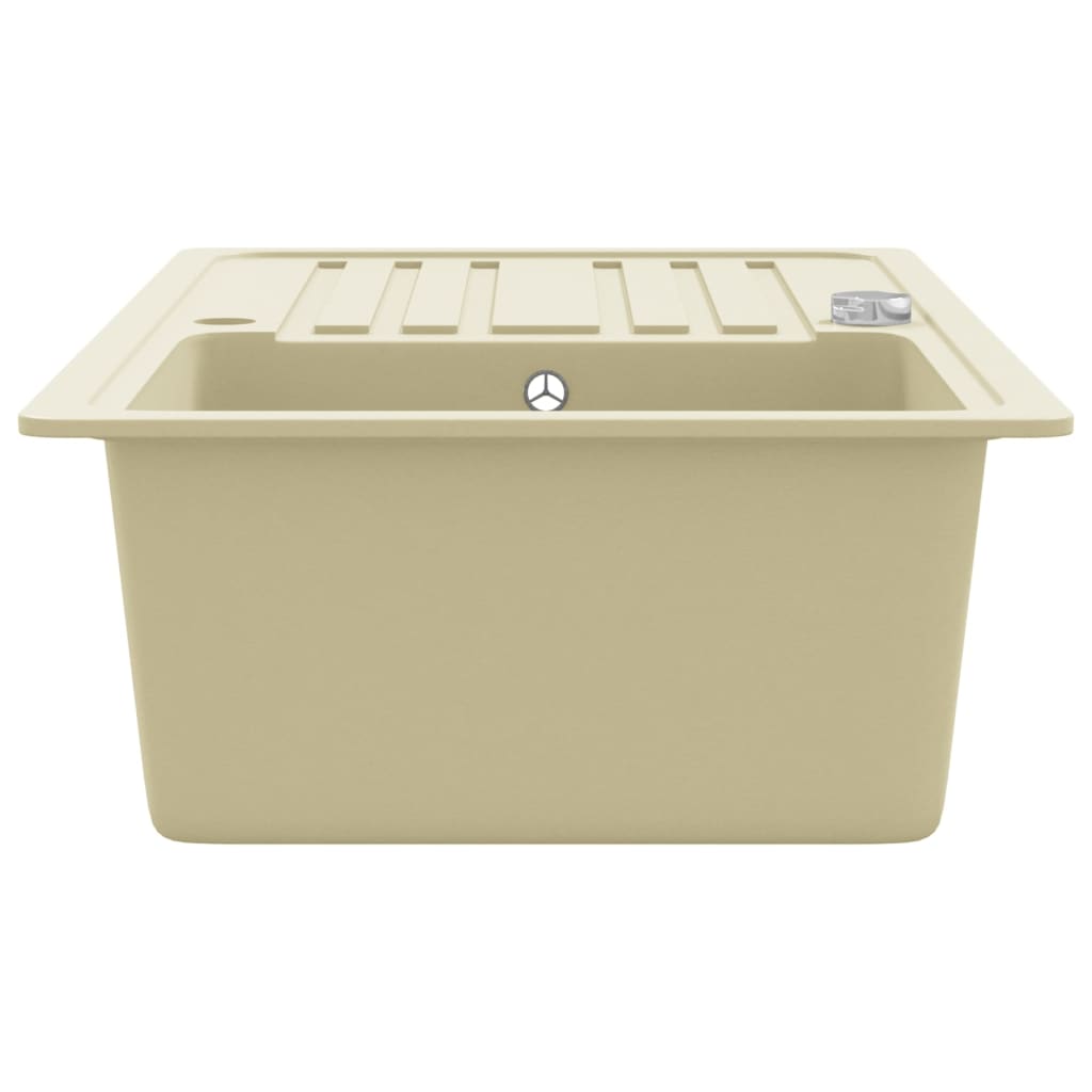 Lavello da Cucina in Granito Vasca Singola-Lavandino-Lavabo Beige 892767