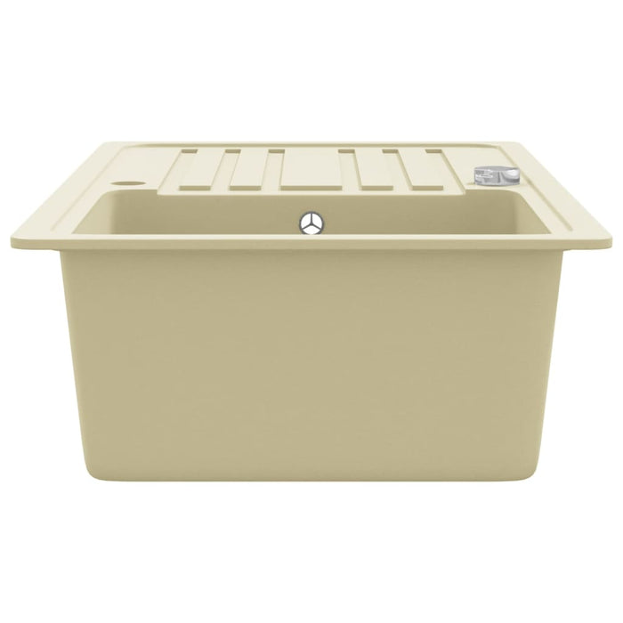 Lavello da Cucina in Granito Vasca Singola-Lavandino-Lavabo Beige 892767