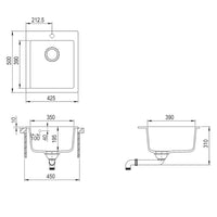 Lavello da Cucina in Granito Vasca Singola-Lavandino-Lavabo Beige 608744