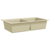 Lavello da Cucina in Granito Vasca Doppia-Lavandino-Lavabo Beige 446895