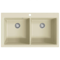 Lavello da Cucina in Granito Vasca Doppia-Lavandino-Lavabo Beige 446895