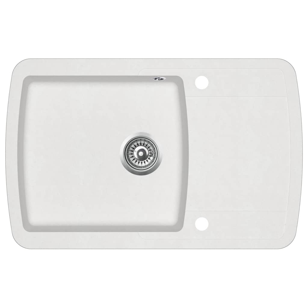 Lavello cucina 78 x 50 cm lavabo singolo granito bianco 02_0002338