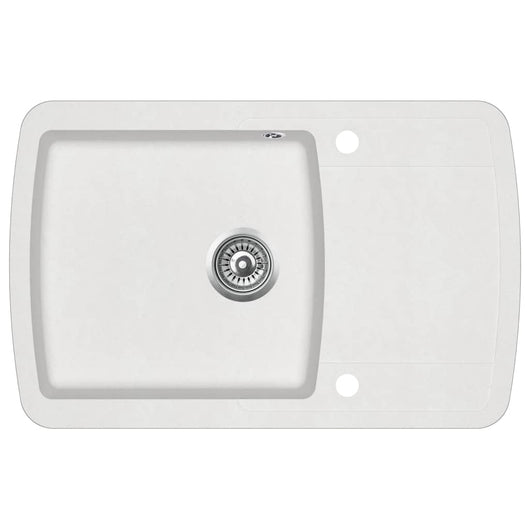 Lavello cucina 78 x 50 cm lavabo singolo granito bianco 02_0002338