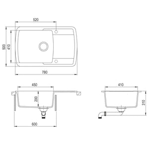 Lavello da Cucina in Granito Vasca Singola Bianco cod mxl 40458
