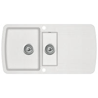 Lavello cucina doppio 96 x 50 cm lavabo in granito bianco 02_0002340