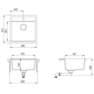 Lavello da Cucina in Granito Vasca Singola Beige cod mxl 42346