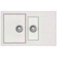 Lavello cucina doppia vasca 80 x 50 cm granito bianco 02_0002344