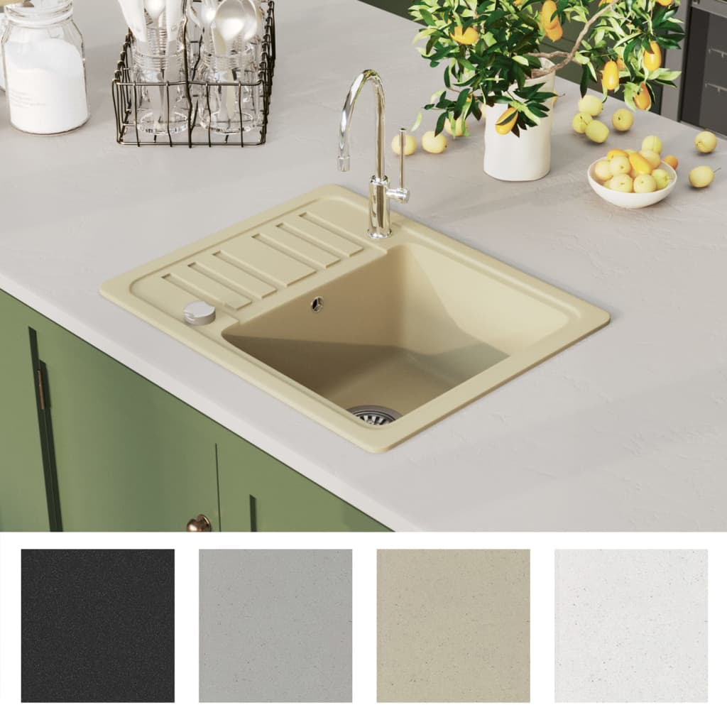 Lavello da Cucina in Granito Vasca Singola Beige cod mxl 36505