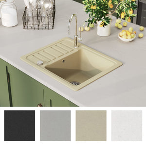 Lavello da Cucina in Granito Vasca Singola-Lavandino-Lavabo Beige 101766