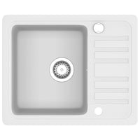 Lavello da Cucina in Granito Vasca Singola-Lavandino-Lavabo Bianco 298301