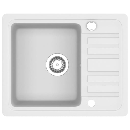 Lavello da Cucina in Granito Vasca Singola-Lavandino-Lavabo Bianco 298301