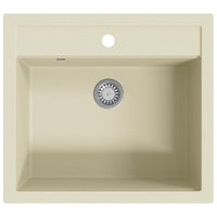 Lavello da Cucina in Granito Vasca Singola-Lavandino-Lavabo Beige 337412