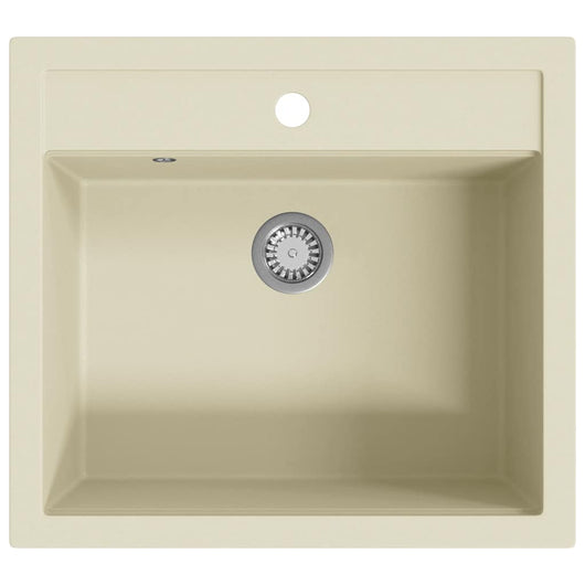 Lavello da Cucina in Granito Vasca Singola-Lavandino-Lavabo Beige 337412