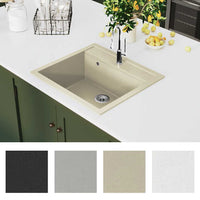Lavello da Cucina in Granito Vasca Singola-Lavandino-Lavabo Beige 337412
