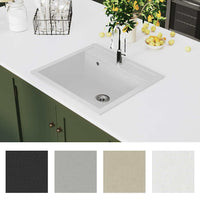 Lavello da Cucina in Granito Vasca Singola-Lavandino-Lavabo Bianco 488394