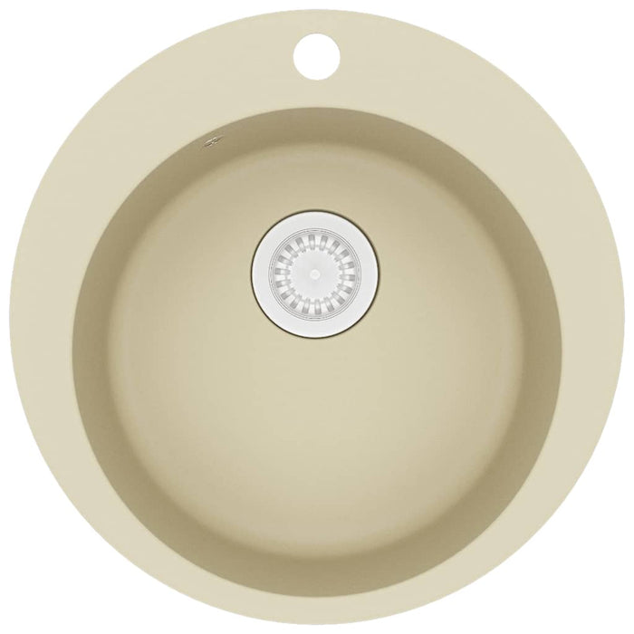 Lavello da Cucina in Granito Vasca Singola-Lavandino-Lavabo Tonda Beige