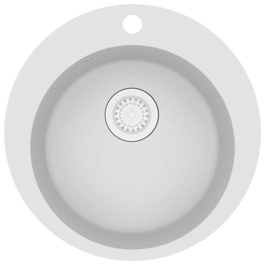 Lavello da Cucina in Granito Vasca Singola Tonda Bianco