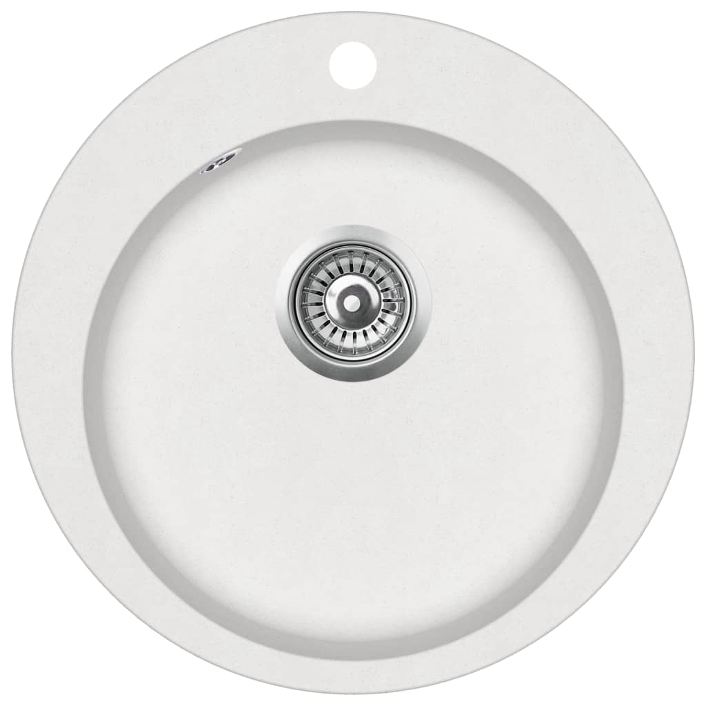 Lavello da cucina in granito diametro 50,5 cm tondo bianco 02_0002350