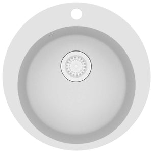 Lavello da Cucina in Granito Vasca Singola-Lavandino-Lavabo Tonda Bianco