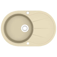Lavello da Cucina in Granito Vasca Singola Ovale Beige
