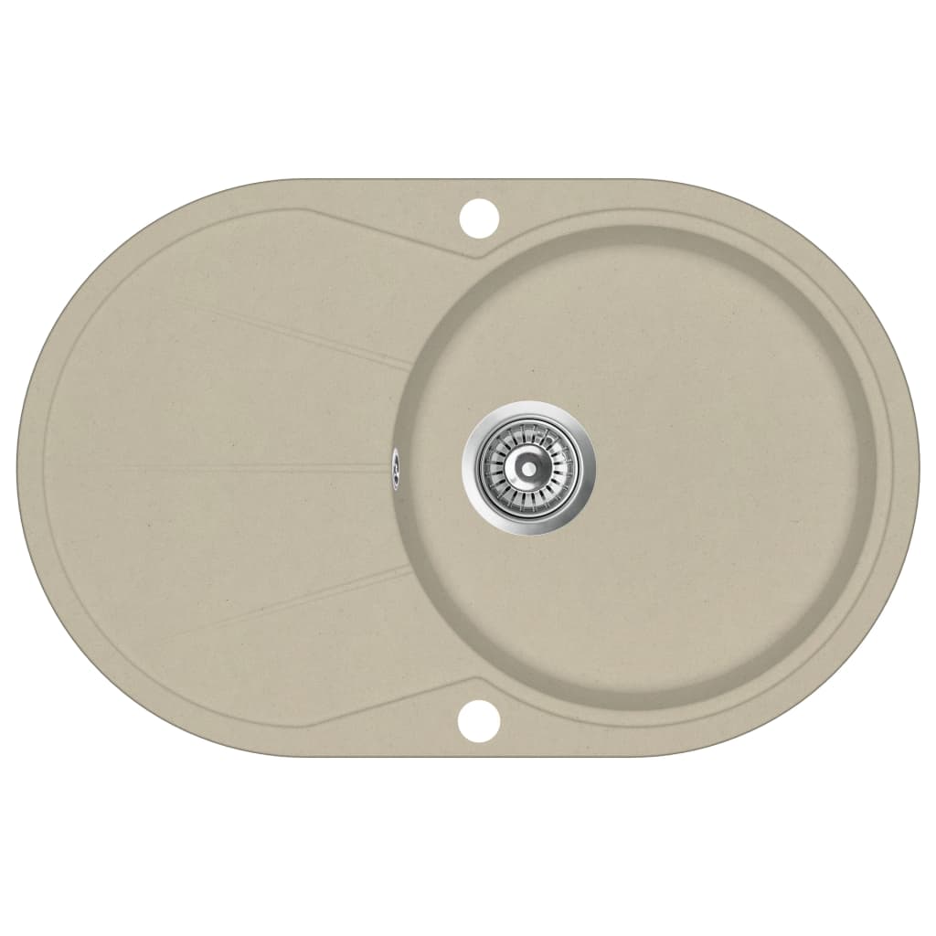 Lavello da cucina in granito lavabo singolo ovale beige 02_0002351