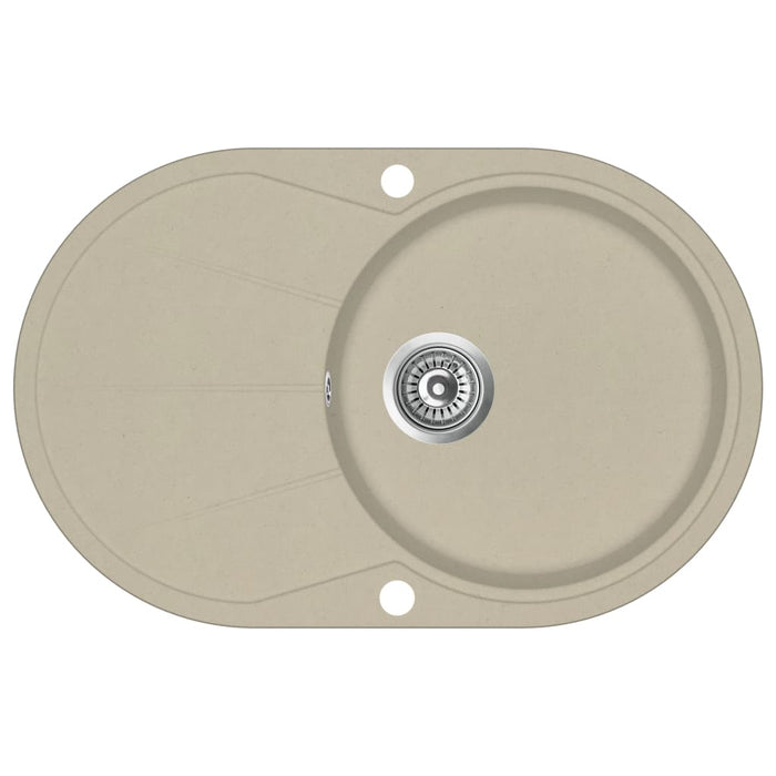 Lavello da cucina in granito lavabo singolo ovale beige 02_0002351