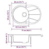 Lavello da Cucina in Granito Vasca Singola Ovale Beige